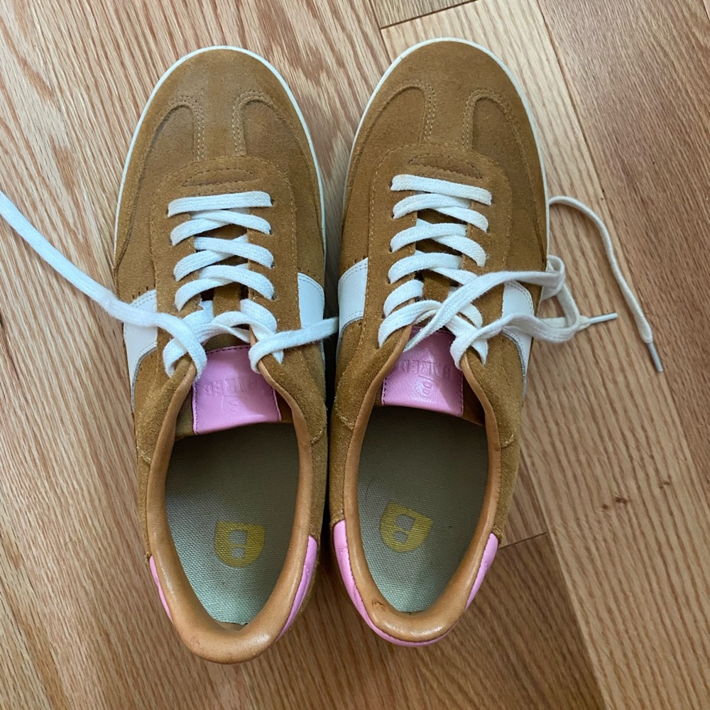 Bared Footwear Tan and Pink Sneakers with White Laces